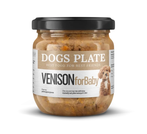 Dogs-Plate-for-Baby-Venison-360g-Karma-z-miesa-z-daniela-dla-szczeniat.webp