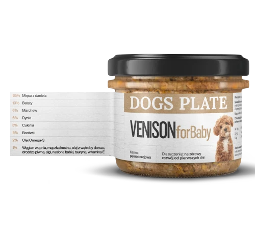 Dogs-Plate-for-Baby-Venison-180g-Karma-z-miesa-z-daniela-dla-szczeniat.webp